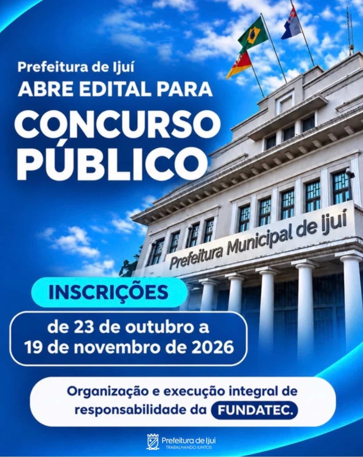Prefeitura de Ijuí abre inscrições para concurso público