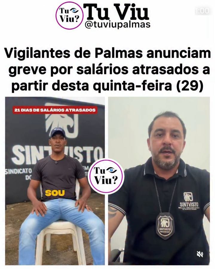 Os vigilantes da empresa Montana, que prestam serviços à Prefeitura de Palmas, devem iniciar uma greve nesta quinta-feir