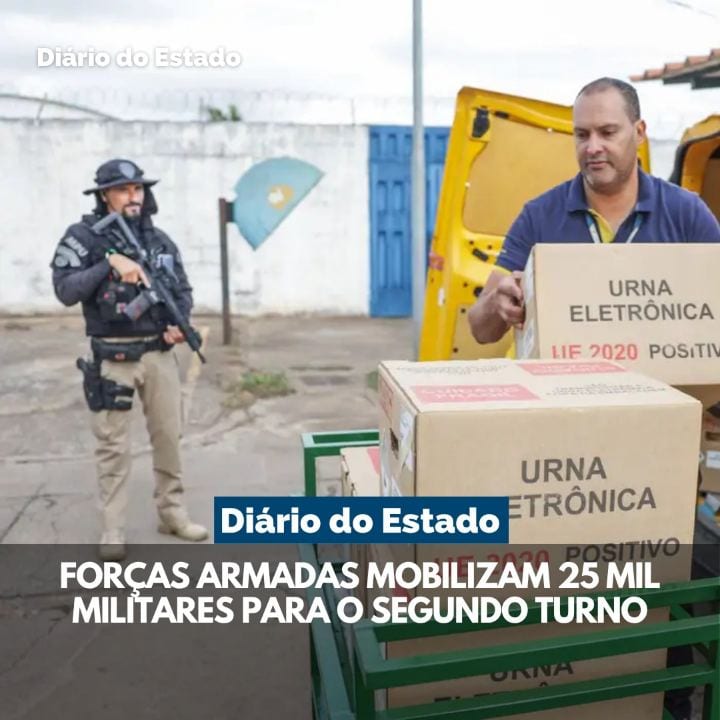 As Forças Armadas vão mobilizar cerca de 25 mil militares para apoiar a Justiça Eleitoral no segundo turno das eleições,