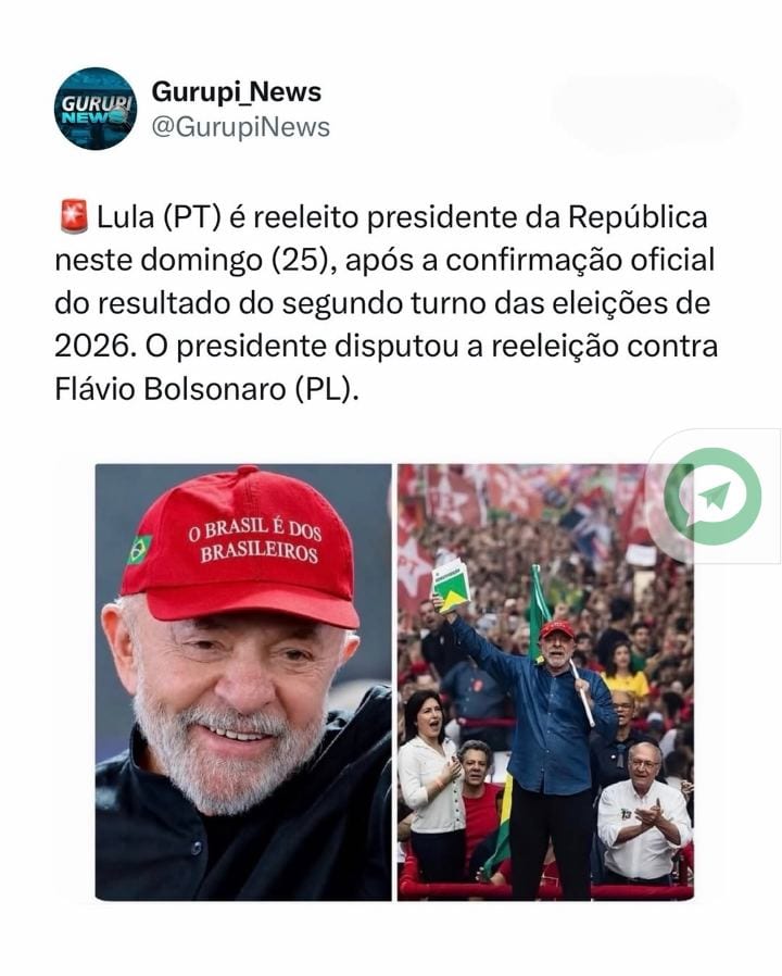 Lula (PT) é reeleito presidente da República neste domingo (25), após a confirmação oficial do resultado do segundo turn