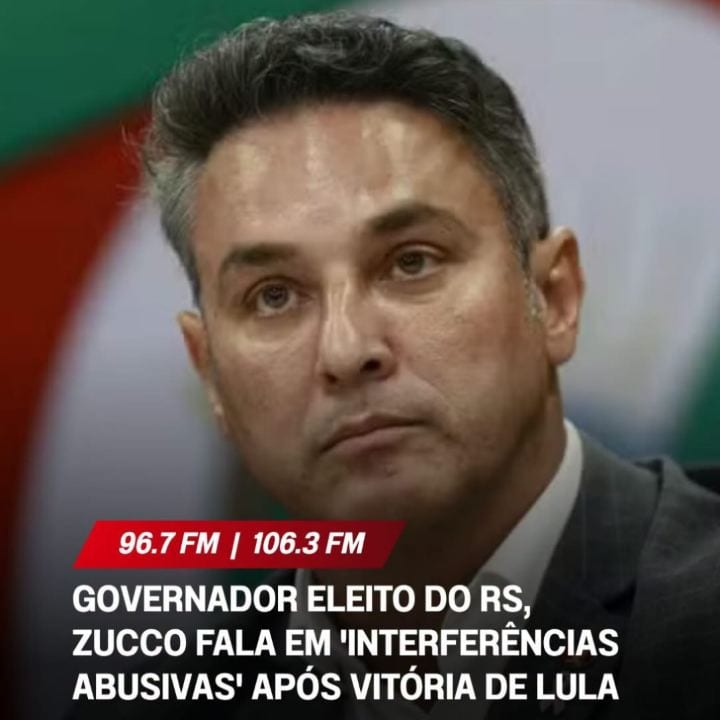 O governador eleito do Rio Grande do Sul, Luciano Zucco (PL), se manifestou por meio das redes sociais sobre o resultado