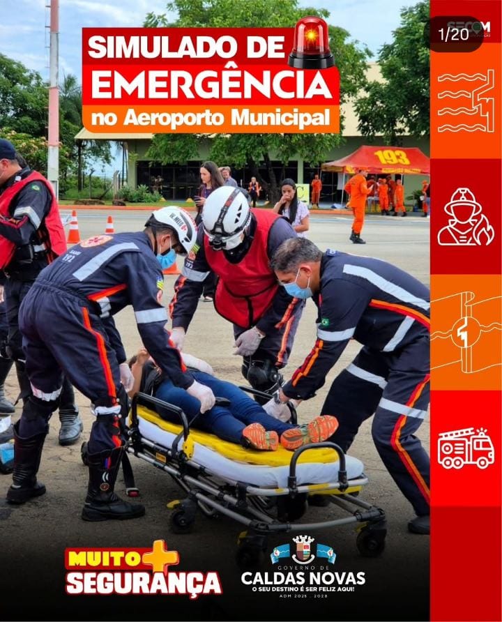Simulado de emergência no Aeroporto de Caldas Novas mobiliza equipes de segurança e de saúde nesta sexta-feira (23)