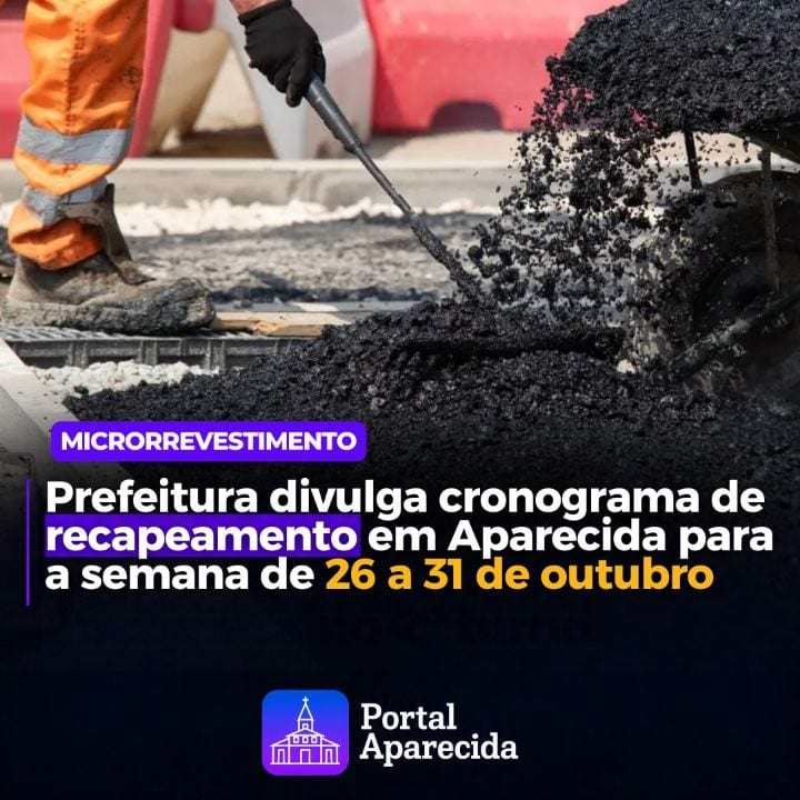 Aparecida de Goiânia terá serviços de recapeamento em ruas e avenidas de diferentes bairros entre esta segunda-feira (26