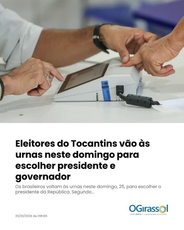 Eleitores do Tocantins vão às urnas neste domingo para escolher o presidente da República e o governador do estado.