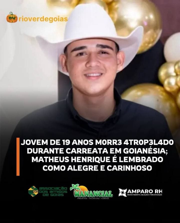 Matheus Henrique Oliveira da Silva, de 19 anos, m0rr3u no sábado (24) após ser atropel4d0 durante uma carreata em apoio