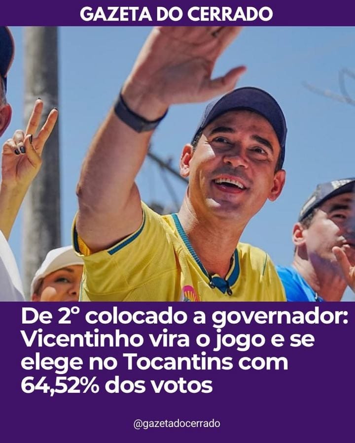 O deputado federal @vicentinhojunior (PSDB) foi eleito governador do Tocantins neste domingo (25).