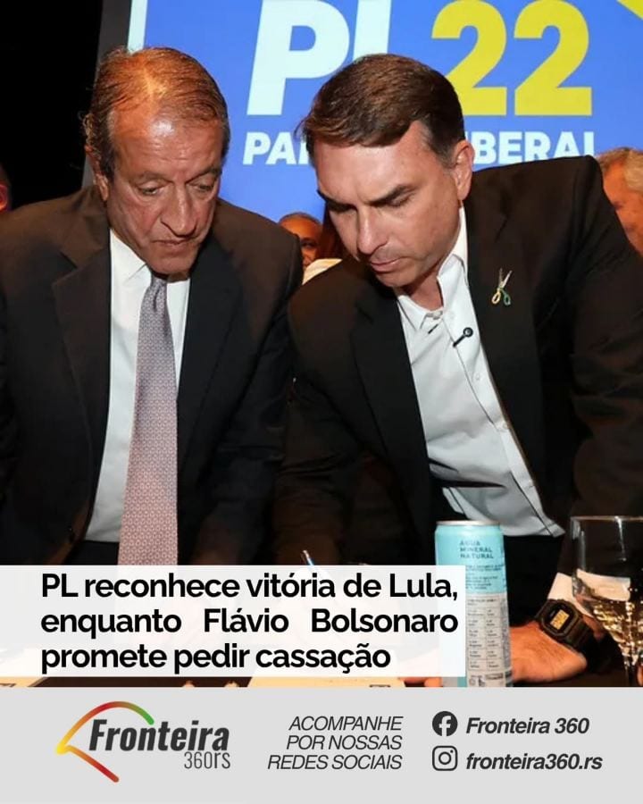 PL RECONHECE RESULTADO | O Partido Liberal (PL), legenda de Flávio Bolsonaro, reconheceu nesta segunda-feira (26) o resu