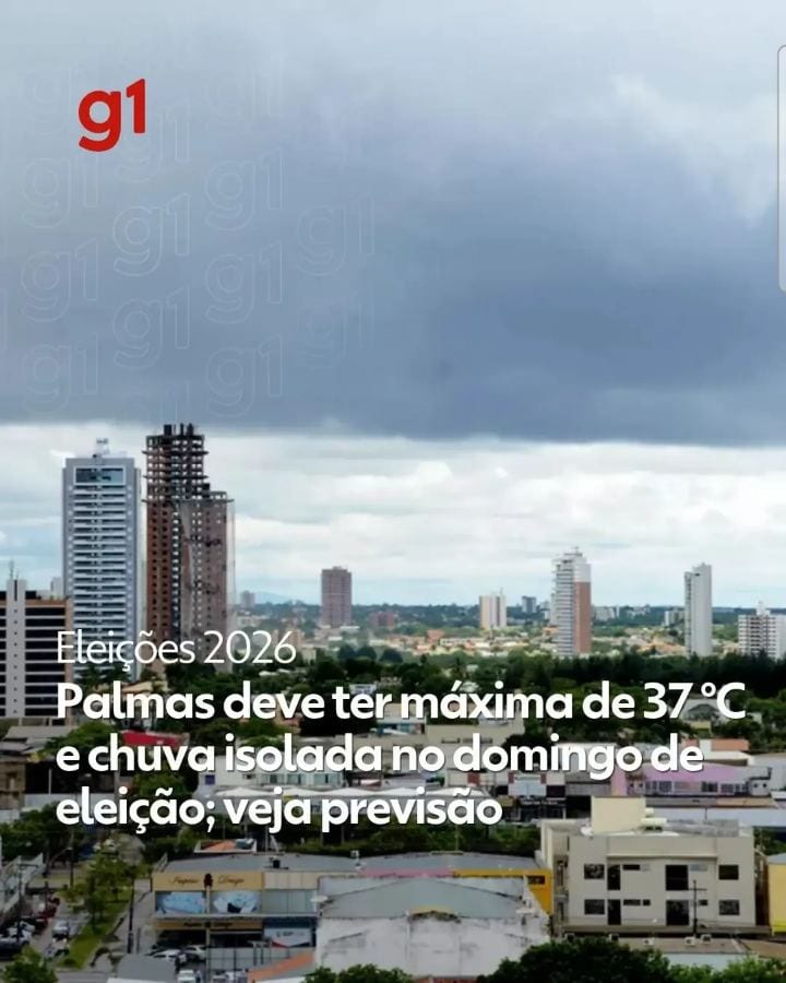 O segundo turno das eleições de 2026, neste domingo (25), será marcado por chuva e calor em Palmas.
