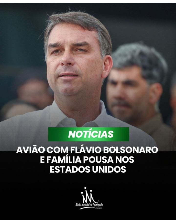 O avião que transportava o senador Flávio Bolsonaro, do PL do Rio de Janeiro, e a família pousou nesta quarta-feira, dia