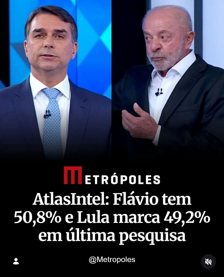 Pesquisa AtlasIntel/Bloomberg divulgada neste sábado (24/10) mostra que o senador Flávio Bolsonaro (PL) tem 50,8% das in
