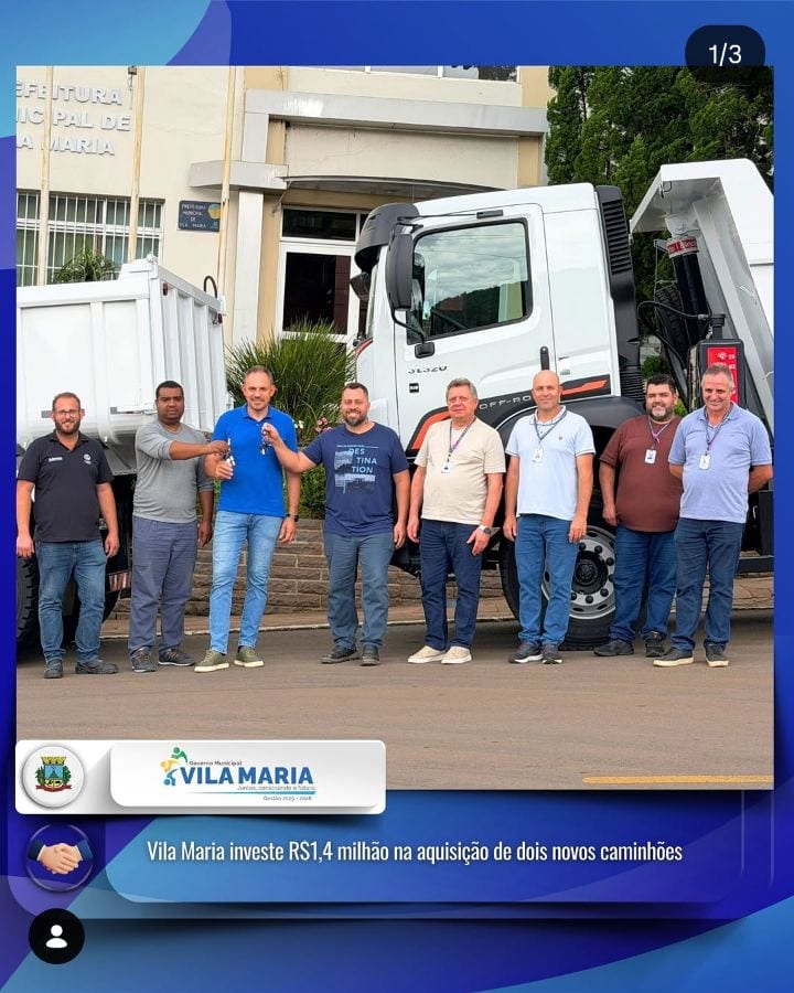 Vila Maria investe R$1,4 milhão na aquisição de dois novos caminhões para reforçar os serviços das Obras e agricultura