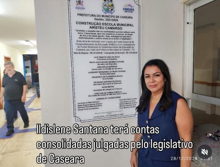 Câmara de Caseara vai julgar contas da ex-prefeita Ildislene Bernardo nesta sexta-feira (30)