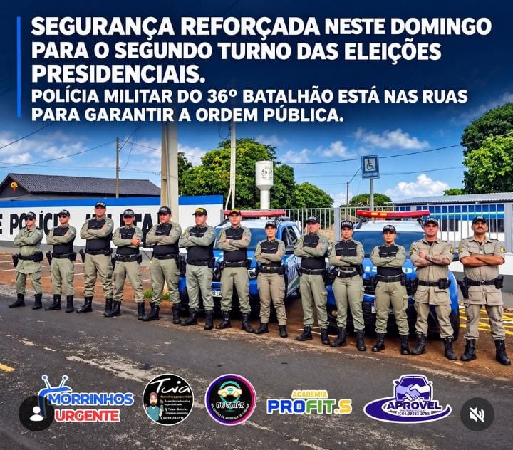 36º BPM reforça policiamento em Morrinhos durante a apuração das eleições