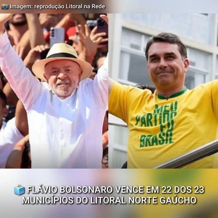FLÁVIO BOLSONARO VENCE EM 22 DOS 23 MUNICÍPIOS DO LITORAL NORTE GAÚCHO