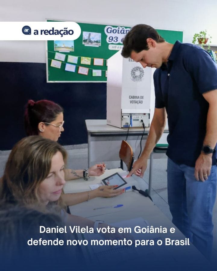 O governador reeleito Daniel Vilela votou, neste domingo (25/10), em Goiânia.