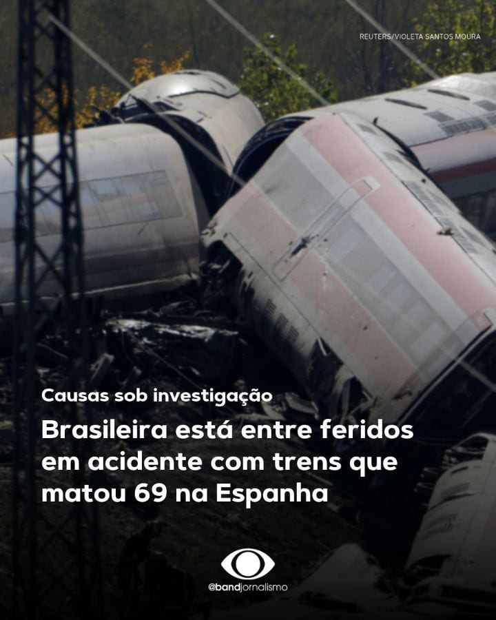 Uma brasileira está entre os feridos no acidente entre dois trens de alta velocidade ocorrido na quarta-feira (28) na Es