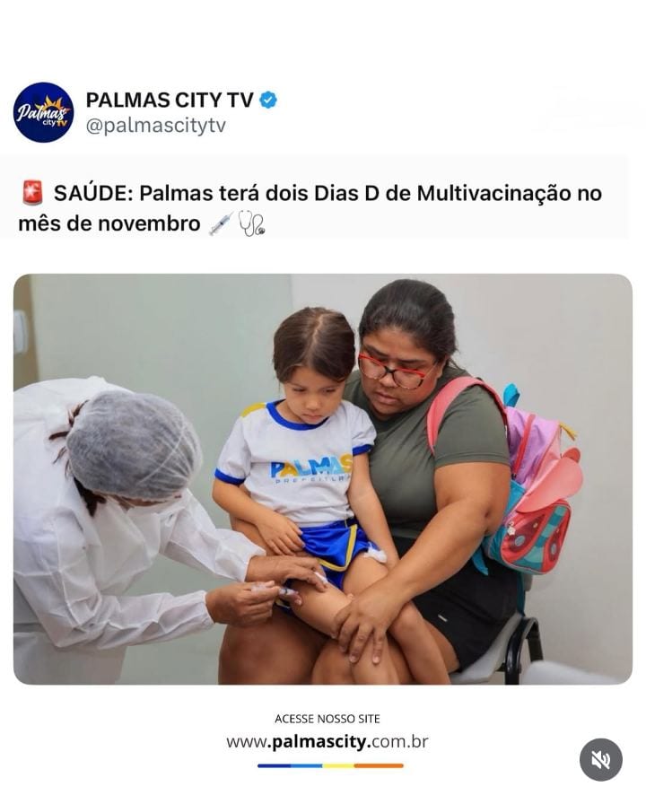 Siga @palmascitytv Com o objetivo de incentivar a atualização das cadernetas de vacinação, a Secretaria Municipal da Saú