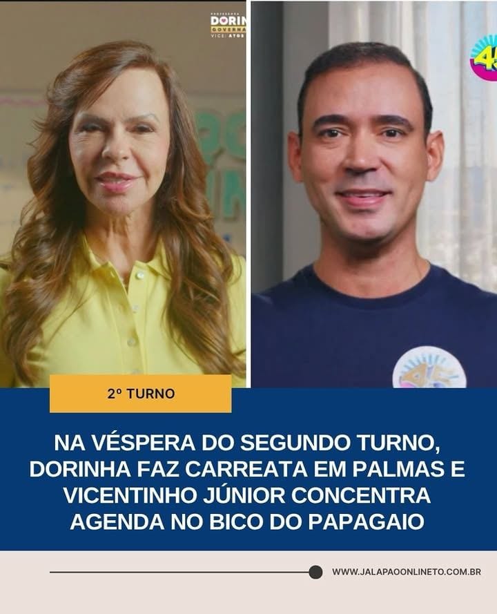 Os candidatos ao governo do Tocantins, Professora Dorinha Seabra e Vicentinho Júnior, cumprem neste sábado (24) as últim