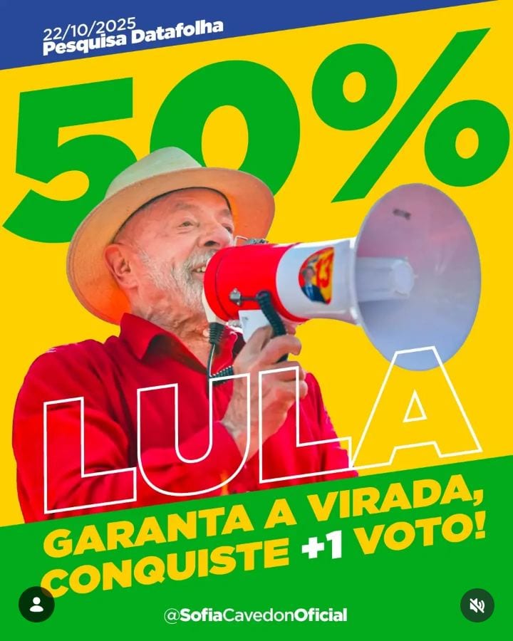 Datafolha: Lula com 50% dos votos válidos para o 2º turno