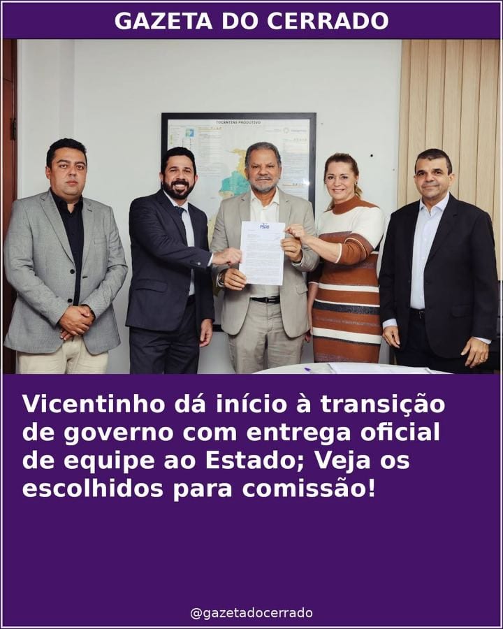 O governador eleito do Tocantins, @vicentinhojunior (PSDB), deu nesta terça-feira, 27, o primeiro passo oficial para a t