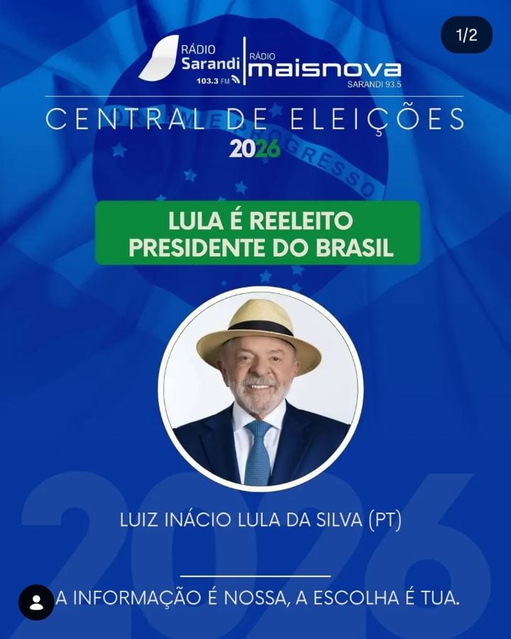Luiz Inácio Lula da Silva, 80 anos, foi reeleito neste domingo (25) para seu 4⁰ mandato à Presidência da República pelo