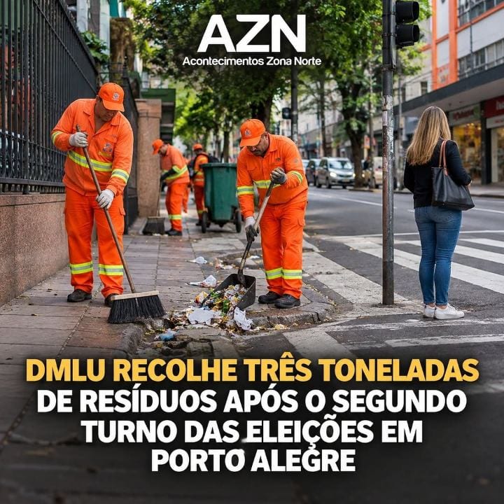 DMLU RECOLHE TRÊS TONELADAS DE RESÍDUOS APÓS O SEGUNDO TURNO DAS ELEIÇÕES EM PORTO ALEGRE