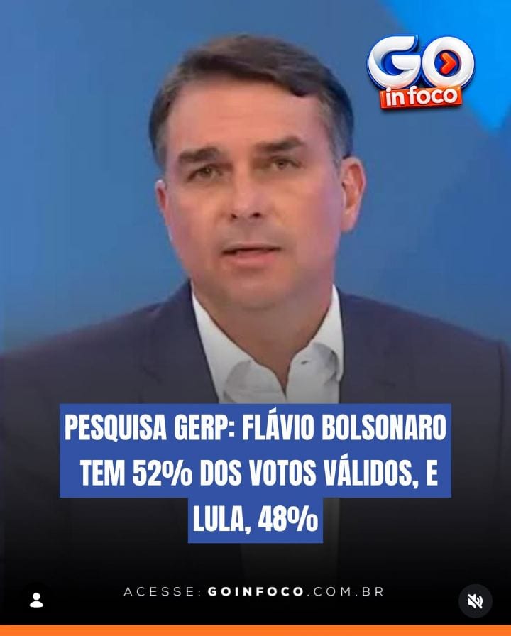 Pesquisa Gerp Mercadologia divulgada neste sábado (24) mostra o senador Flávio Bolsonaro (PL-RJ) com 52% dos votos válid