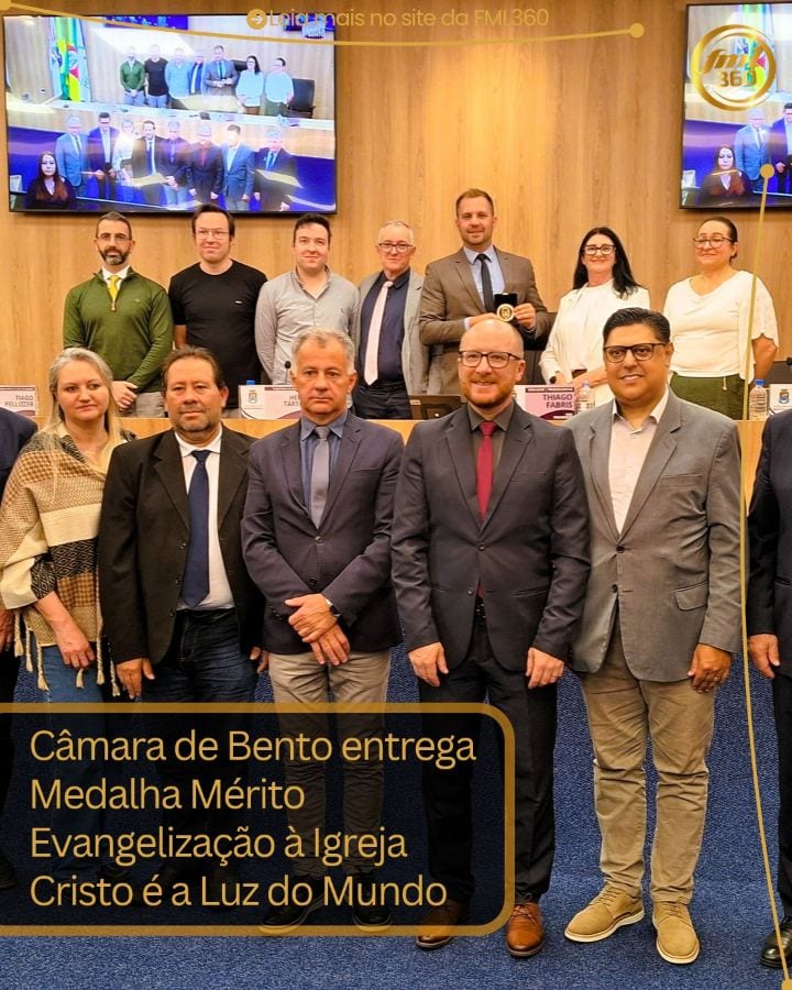 A Câmara Municipal de Bento Gonçalves entregou, na noite de quinta-feira (22), a Medalha Mérito Evangelização à Igreja C