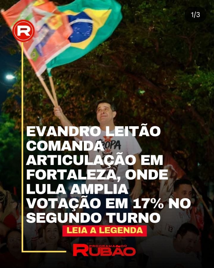 O prefeito de Fortaleza, Evandro Leitão, comemorou nesta segunda-feira (26) o resultado da reeleição do presidente Lula,