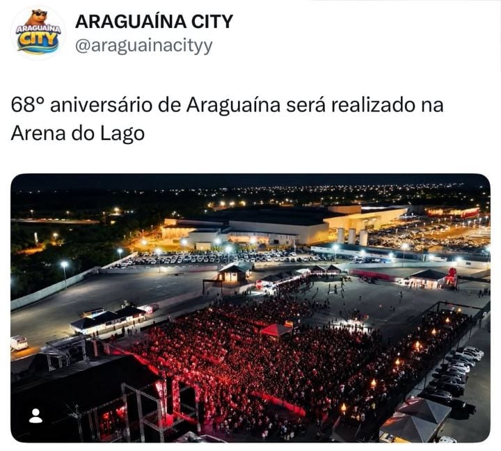 Siga: @araguainacityy As comemorações pelos 68 anos de Araguaína, no norte do Tocantins, serão realizadas entre os dias