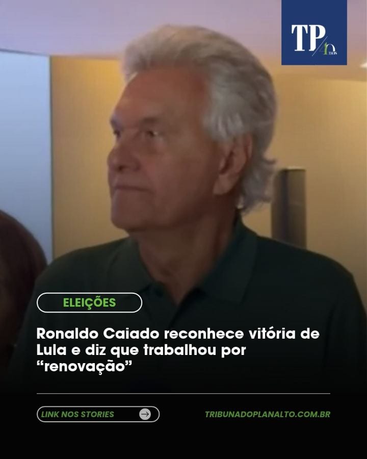 Ronaldo Caiado (PSD) reconheceu a vitória de Lula (PT) na eleição presidencial e afirmou que respeita a decisão das urna