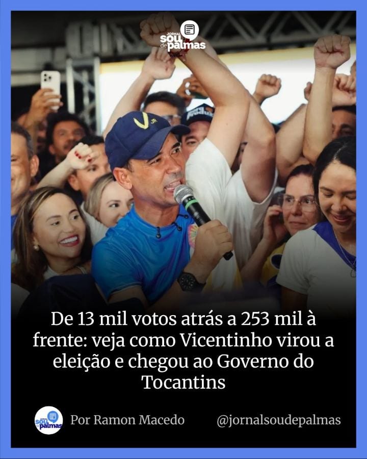 DE VIRADA À VITÓRIA! Vicentinho Júnior supera Dorinha por 253 mil votos e vence nas cinco maiores cidades do Tocantins