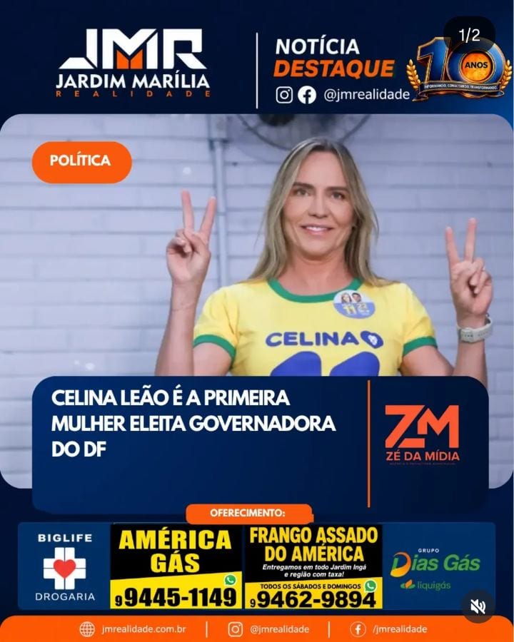 Celina Leão (PP) é a primeira mulher eleita governadora do Distrito Federal.