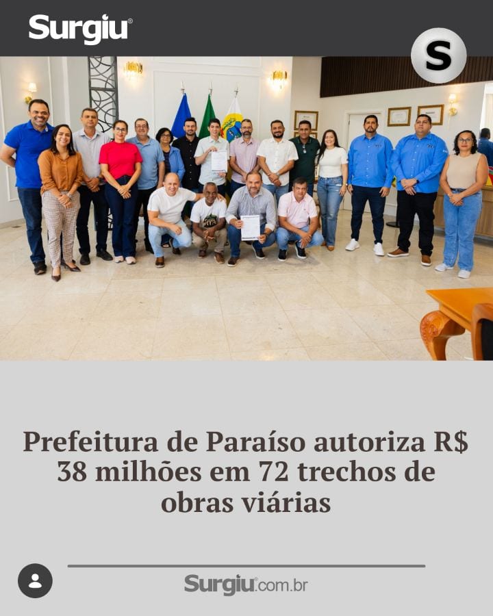 O prefeito Celso Morais assinou, nesta quarta-feira (28), a ordem de serviço para obras de infraestrutura em Paraíso do