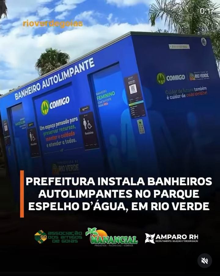 A Prefeitura de Rio Verde instalou banheiros autolimpantes no Parque Espelho d’Água, com o objetivo de oferecer mais con