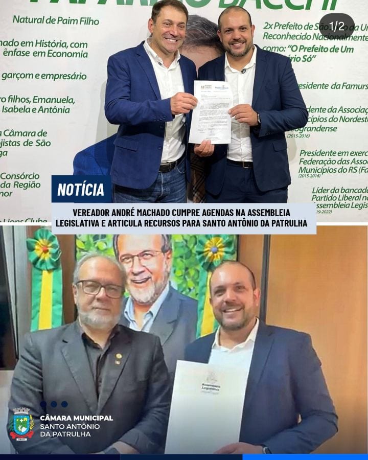 Vereador André Machado cumpre agendas na Assembleia Legislativa e articula recursos para Santo Antônio da Patrulha