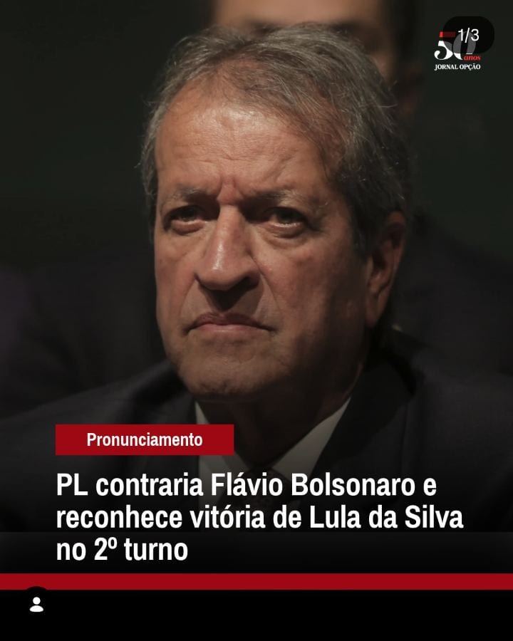 O Partido Liberal (PL) publicou uma nota nesta segunda-feira, 26, em que reconhece a vitória de Luiz Inácio Lula da Silv