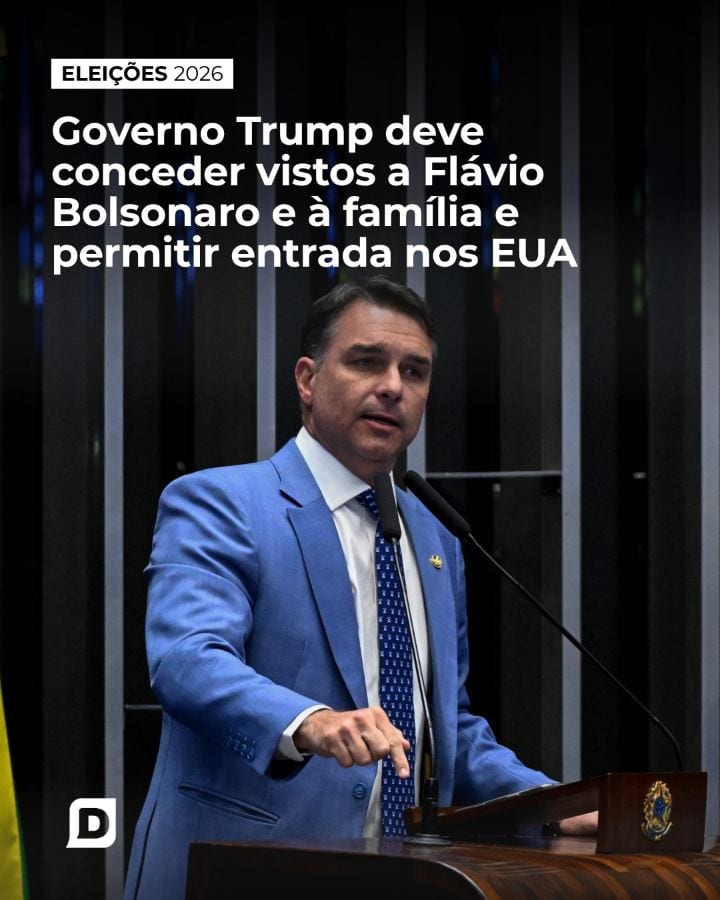 Os Estados Unidos concederão vistos ao senador Flávio Bolsonaro (PL) e à família dele, permitindo a entrada no territóri