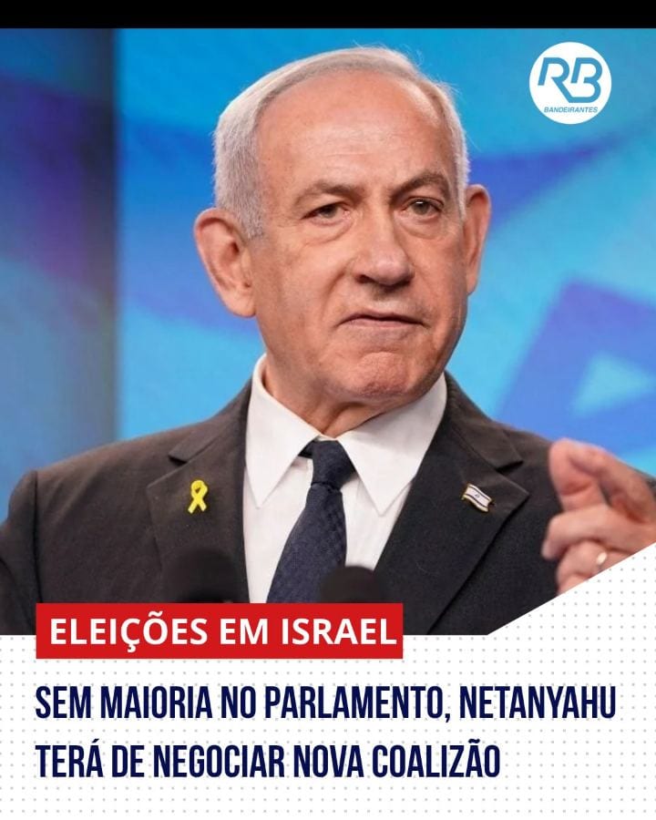 O primeiro-ministro de Israel, Benjamin Netanyahu, perdeu a maioria no Parlamento após a divulgação dos resultados finai