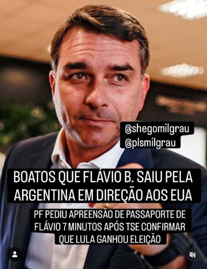 INFOBAE DIZ QUE FLÁVIO BOLSONARO TERIA IDO AOS EUA DE JATINHO APÓS CRUZAR A FRONTEIRA