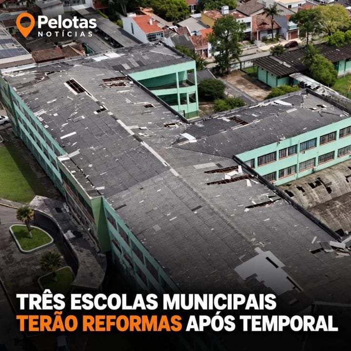 PREFEITURA DE PELOTAS PREPARA REFORMAS EM TRÊS ESCOLAS ATINGIDAS POR TEMPORAL; INVESTIMENTO SUPERA R$ 3,5 MILHÕES