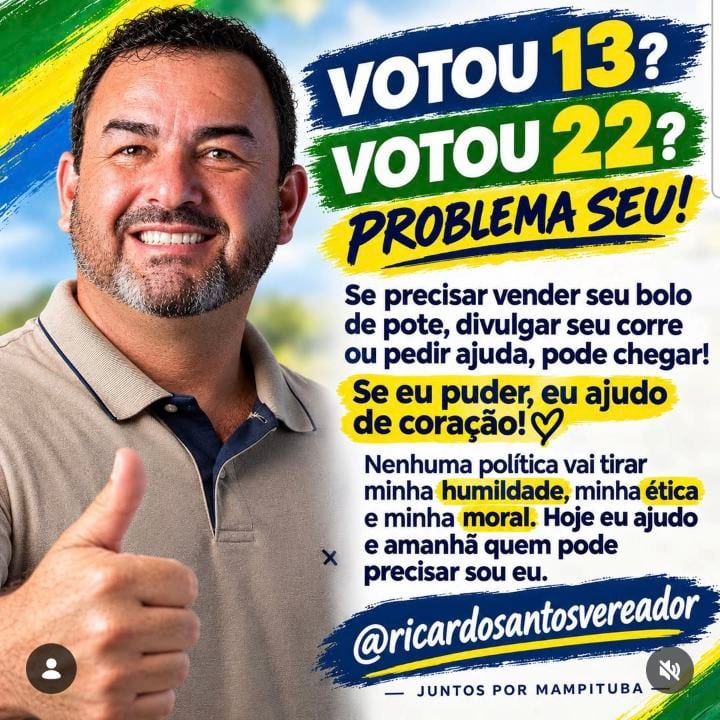 Votei na direita, votei no 22, e não tenho vergonha de defender aquilo em que acredito.