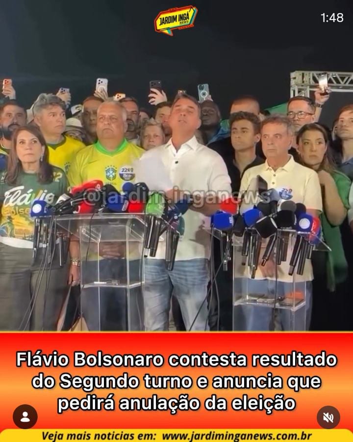O senador Flávio Bolsonaro (PL) anunciou que sua equipe jurídica vai pedir a anulação do segundo turno da eleição presid