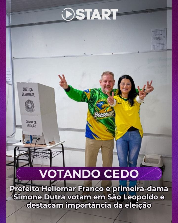 O prefeito de São Leopoldo, Heliomar Franco (PL), votou por volta das 9h30 deste domingo (25), na Escola Estadual Cristo