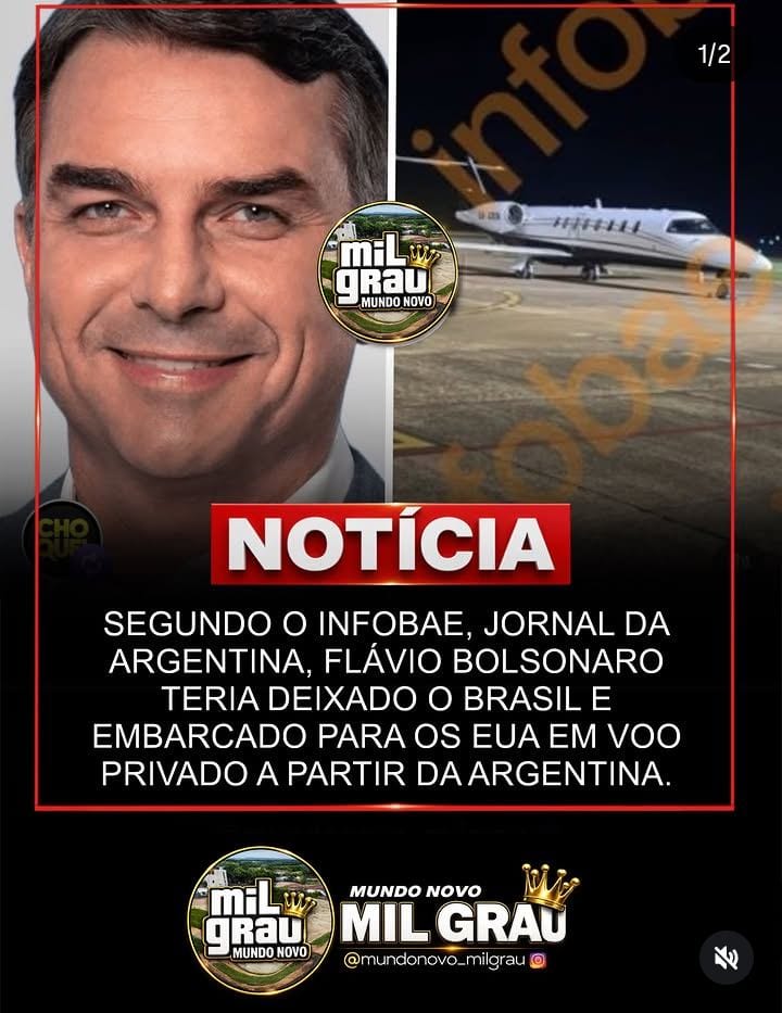 FLÁVIO BOLSONARO TERIA DEIXADO O BRASIL EM JATO PARTICULAR COM DESTINO AOS ESTADOS UNIDOS, DIZ JORNAL ARGENTINO!
