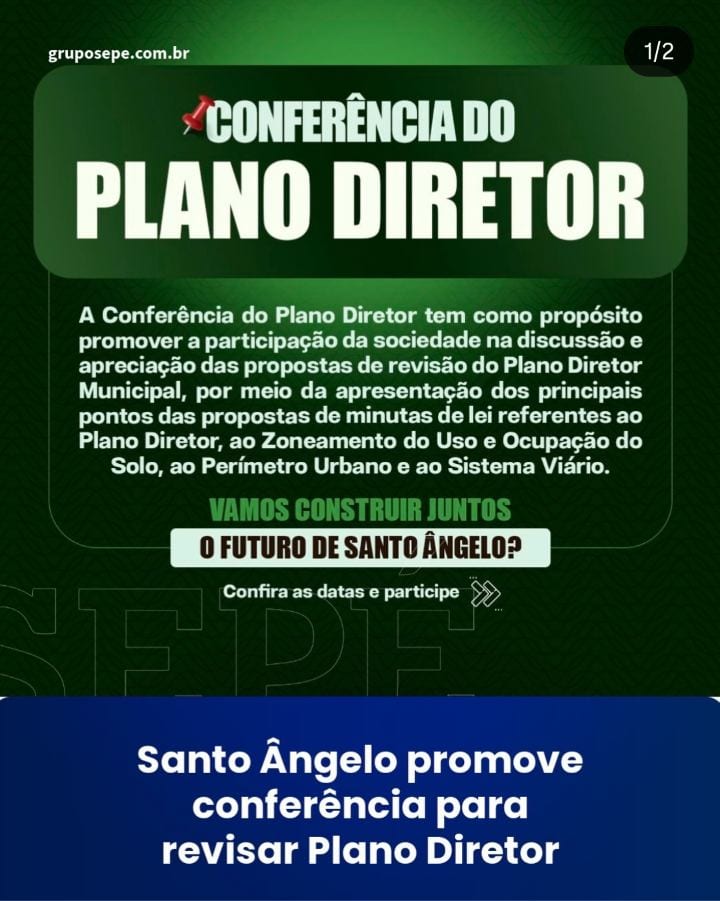 #planodiretor | Encontros serão realizados nos dias 11 e 12 de novembro, na Câmara de Vereadores, com participação da co