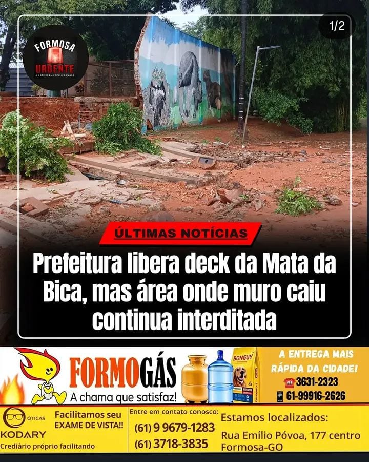 A Prefeitura de Formosa informou que o deck da Mata da Bica está liberado para circulação da população.
