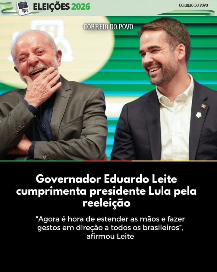 O governador Eduardo Leite cumprimentou o presidente da República Luiz Inácio Lula da Silva pela vitória no segundo turn