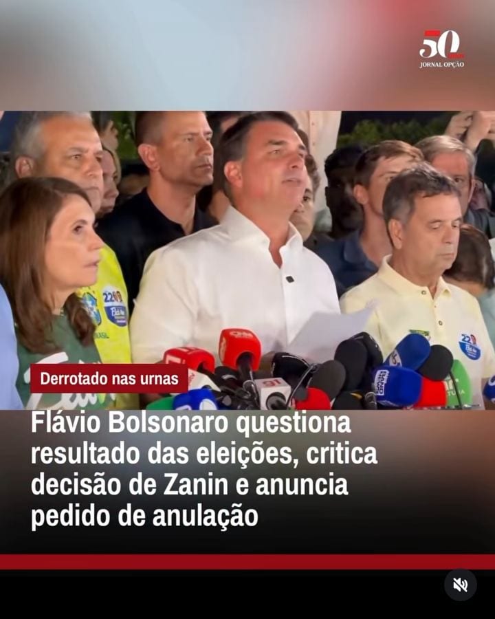 O senador Flávio Bolsonaro (PL), derrotado na disputa pela Presidência da República, afirmou, neste domingo (25), que pr