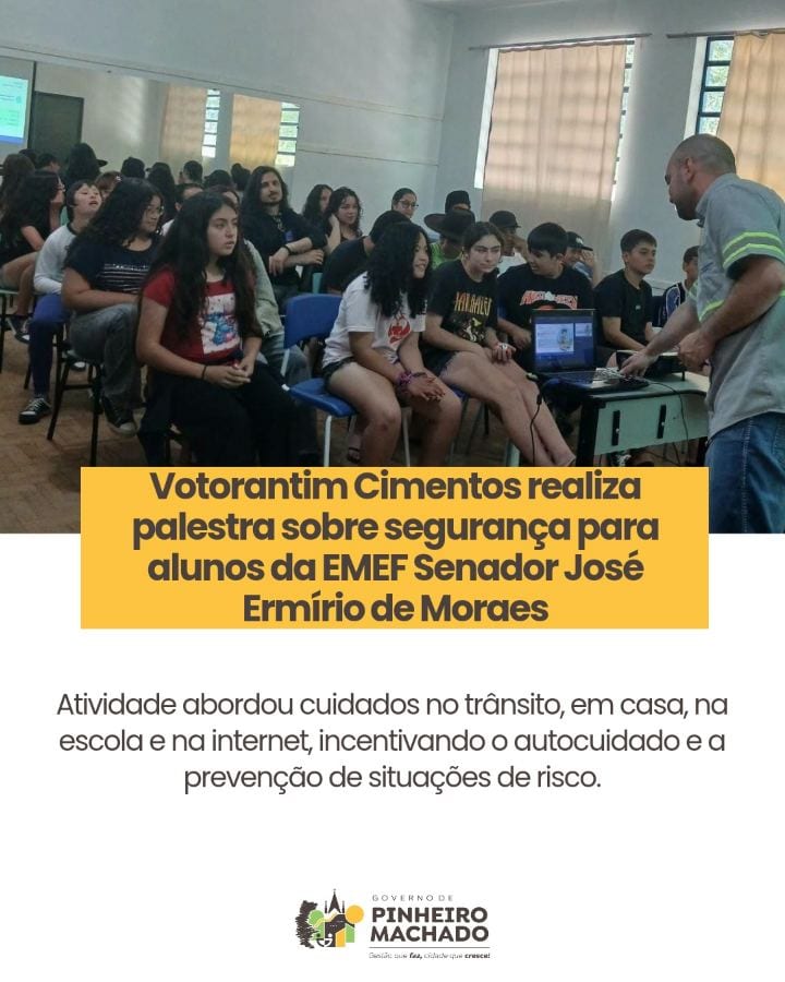 VOTORANTIM CIMENTOS REALIZA PALESTRA SOBRE SEGURANÇA PARA ALUNOS DA EMEF SENADOR JOSÉ ERMÍRIO DE MORAES